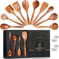 Wooden Spoons for Cooking, Comfortable Grip, Heat Resistant Kitchen Utensils by Mooues