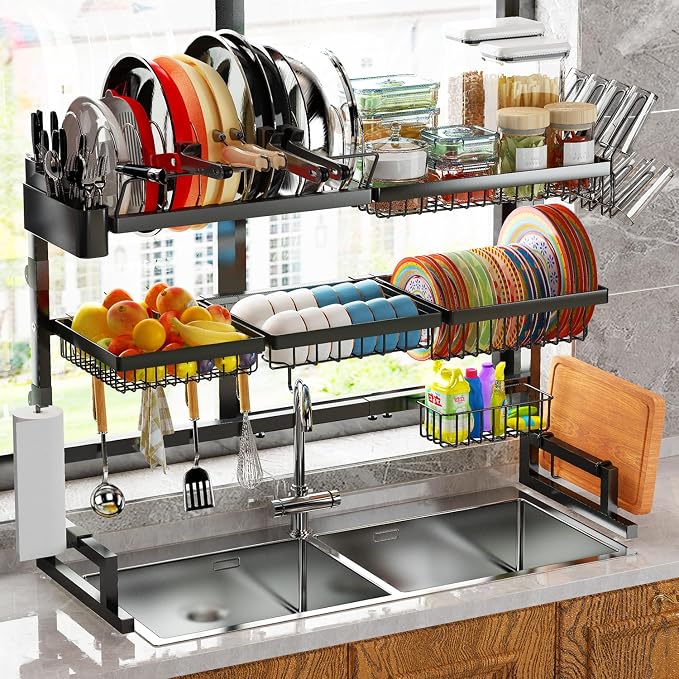 ADBIU Over Sink Dish Drying Rack Snap-On Design Large Dish Drainer Storage - Image 7
