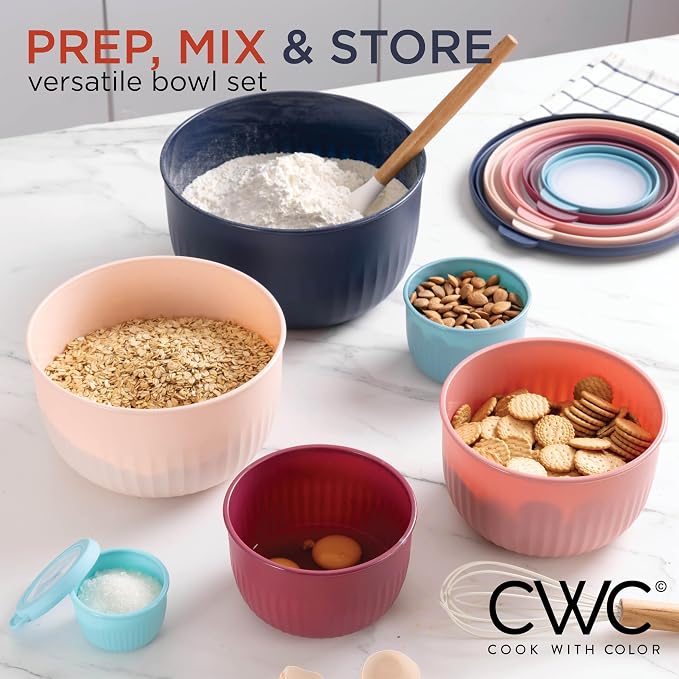 COOK WITH COLOR Prep Bowls with Lids- Wide and Deep Nesting Plastic Small - Image 2