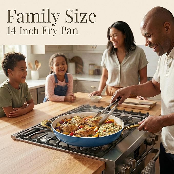 Gotham Steel 14 Inch Non Stick Frying Pans, Family Sized Non Stick Skillet - Image 2