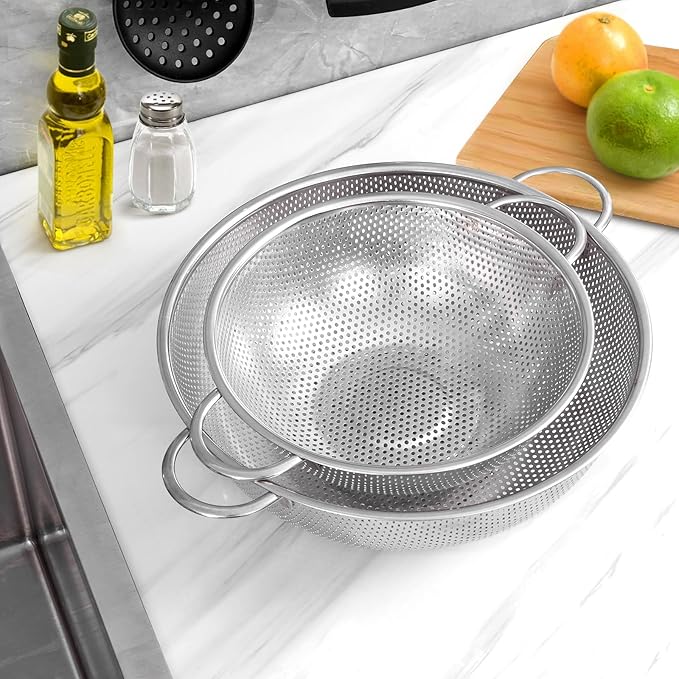 E-far 5-Quart Stainless Steel Colander, Micro-Perforated Metal Colander Strainer - Image 6