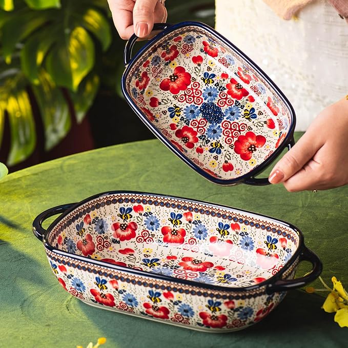 Baking Dish Ceramic Baking Pan Blue Casserole Dish Porcelain rectangular Baking - Image 4