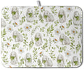 Easter Bunny Floral Drying Mat for Kitchen Counter Spring Easter Rabbits Green by Kwlegh