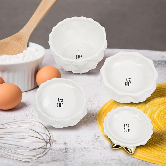 Set of 4 Decorative Pineapple Shaped Stackable Ceramic Kitchen Measuring Cups - Image 7