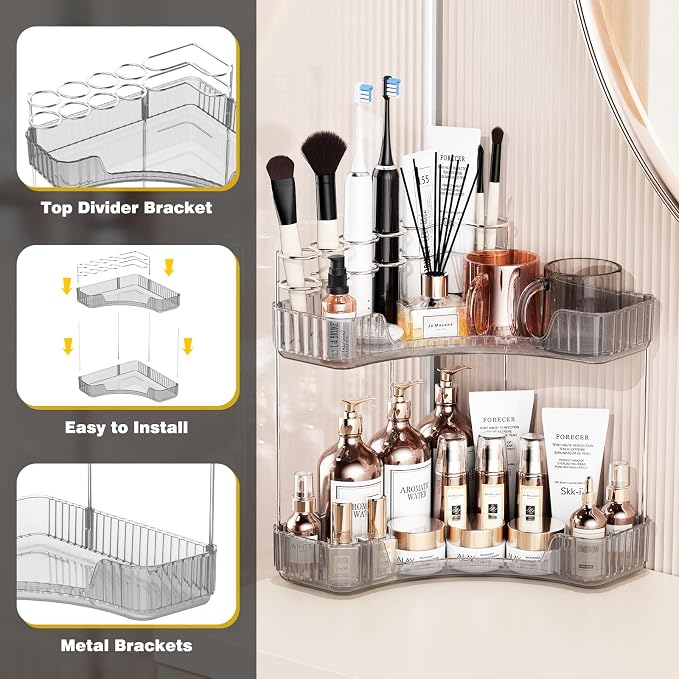 Asayuee 2-Tier Corner Bathroom Counter Organizer - Image 6