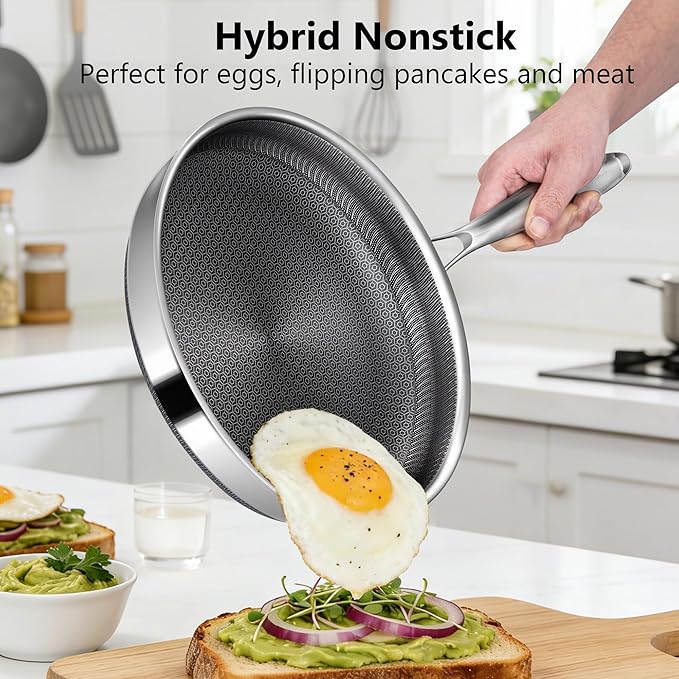 Non Stick Frying Pans, 8-inch Hybrid Frying Pans Nonstick Stainless Steel - Image 6