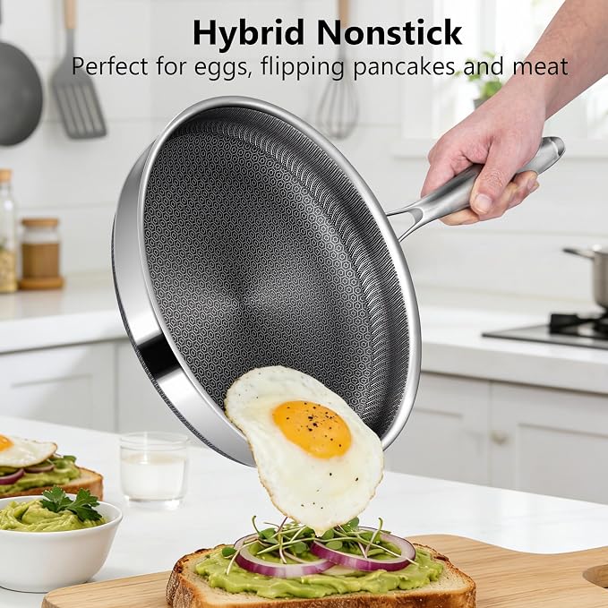 Non Stick Frying Pans, 10-inch Hybrid Frying Pans Nonstick Stainless Steel - Image 6