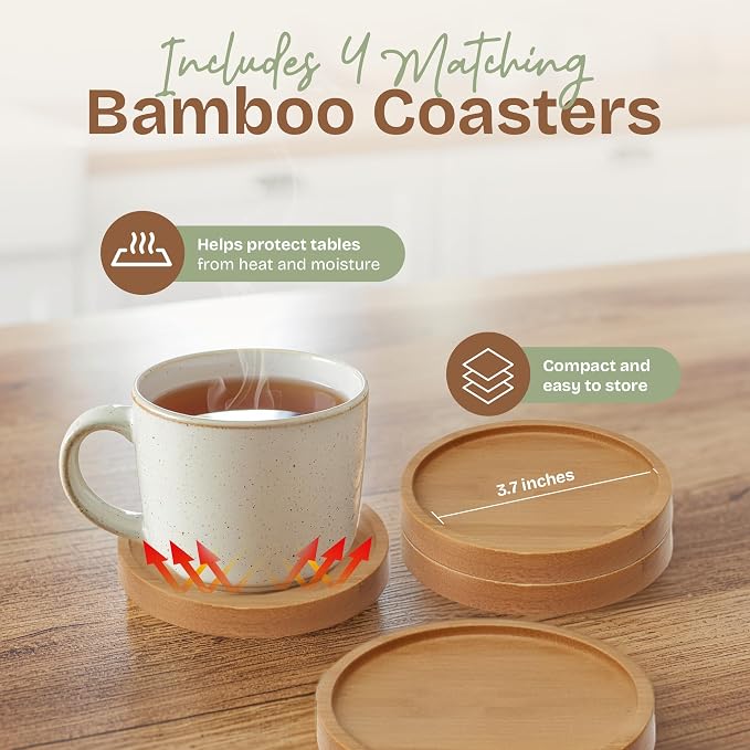 Tea bag organizer with 3-tier storage & 4 matching coasters. Fully assembled. - Image 3