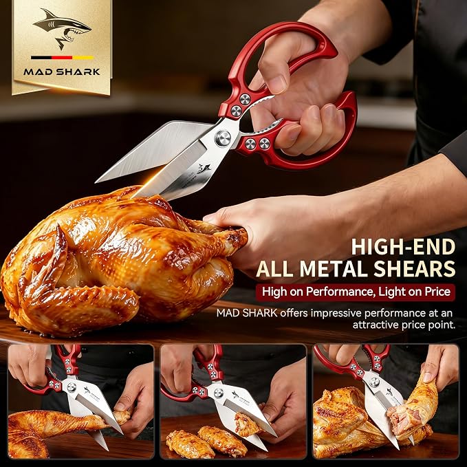 MAD SHARK Heavy Duty Kitchen Scissors, Dishwasher Safe All Purpose Kitchen - Image 2