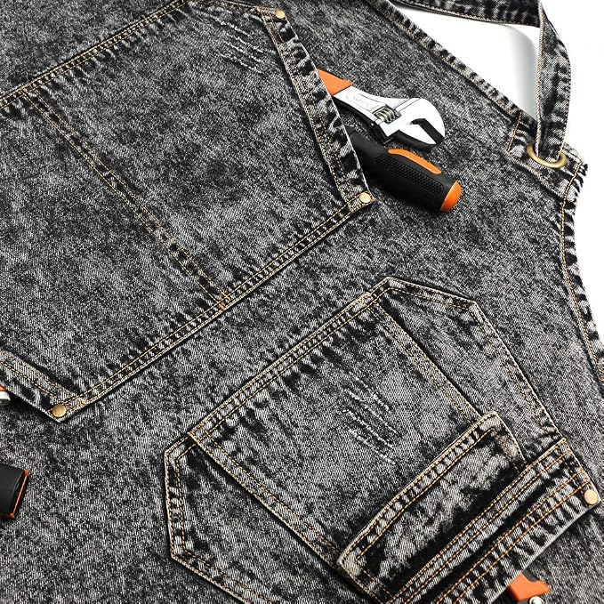 Jeanerlor - Cotton Denim Shop Black Tool Aprons - Jean Work Aprons - Image 8
