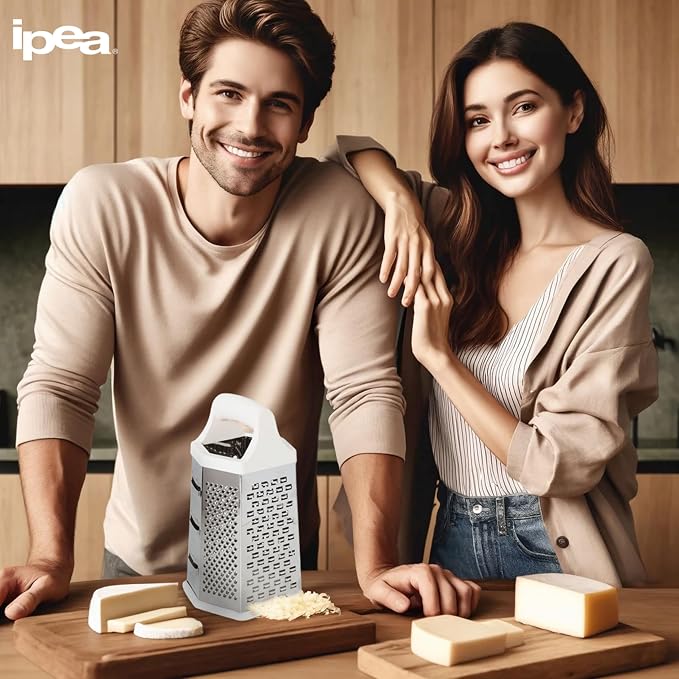 IPEA Stainless Steel 6-Sided Cheese Grater – 23 cm – Vertical Grater Six Blades - Image 4
