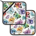 Butterfly Color Pot Holder Set of 2, Heat Resistant Potholders Oven Hot Pads by Larkverk