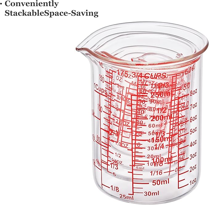 Ackers 7-Piece Glass Measuring Cup Set, Borosilicate Beaker Style Nesting - Image 8