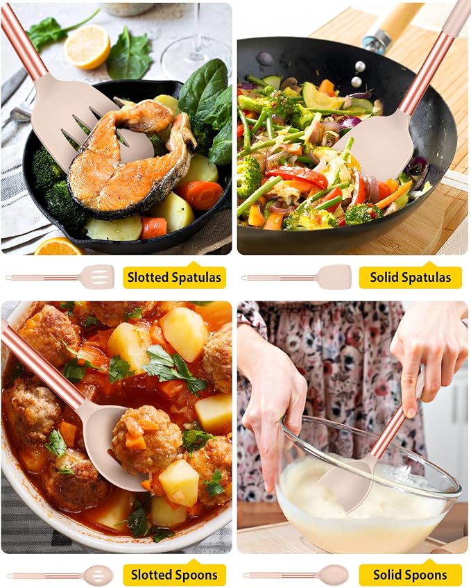 Pack of 4 Silicone Cooking Utensils Set, Non Stick Large Solid Spatulas - Image 3
