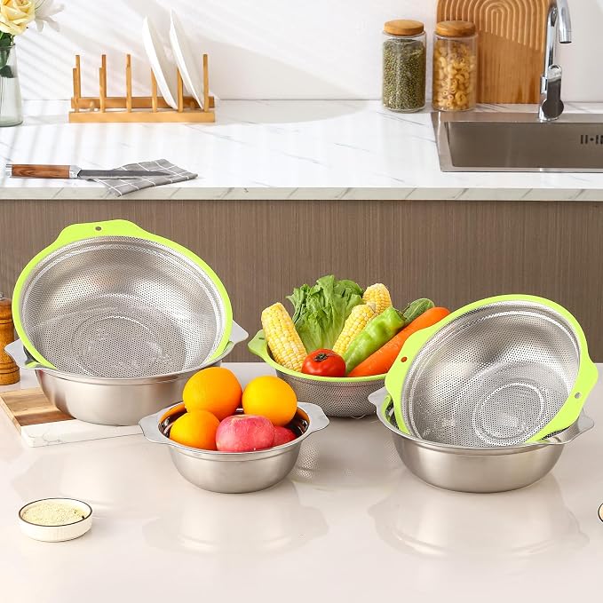 Colander Stainless Steel Microporous, 4QT Large Capacity Rice Strainer - Image 8