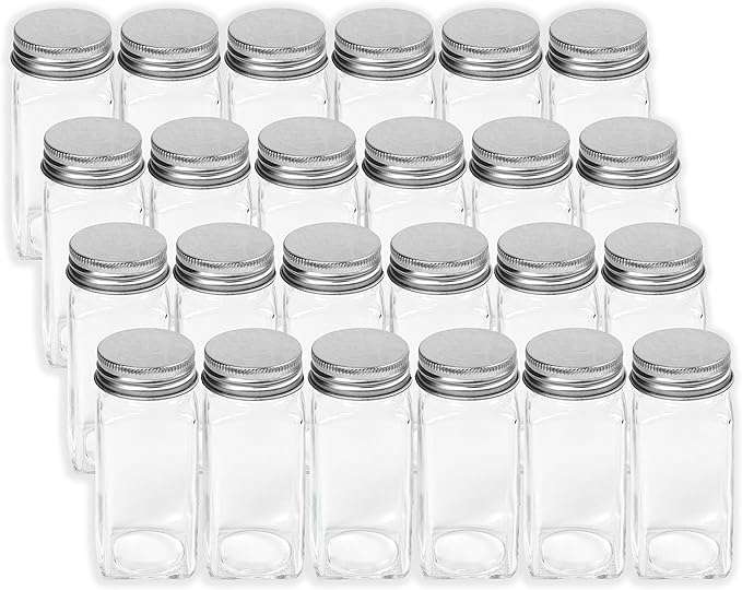 Simple Houseware Spice Jars 4 Ounce Square Glass Bottles - Image 3