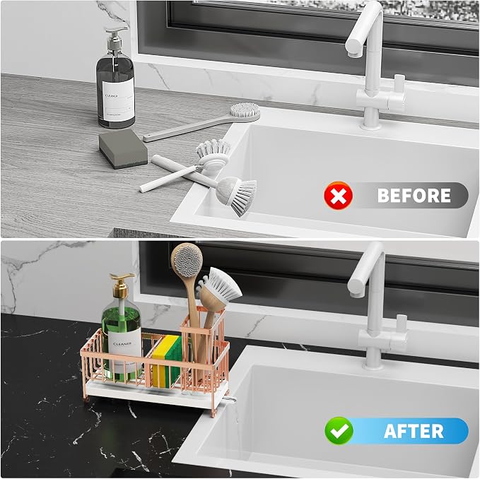 Cisily Sponge Holder for Kitchen Sink, Sink Caddy Organizer - Image 7