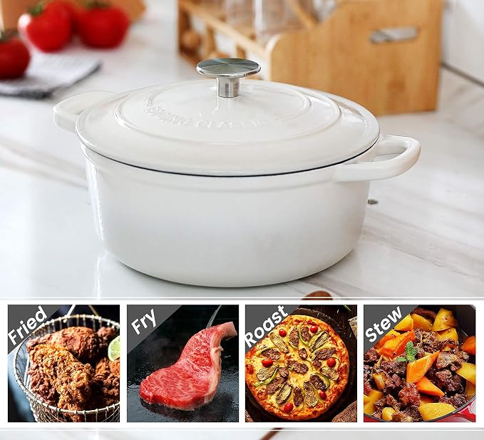 EDGING CASTING Dutch Ovens Enameled Cast Iron Covered 5.5 Quart Dutch Oven - Image 7