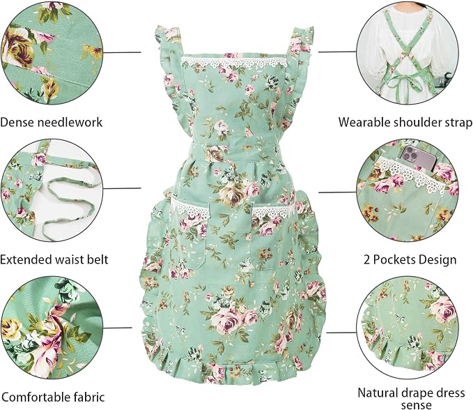 Funny Aprons for Women with Pockets, Kitchen Cooking Grilling Bbq Cute Chef - Image 4