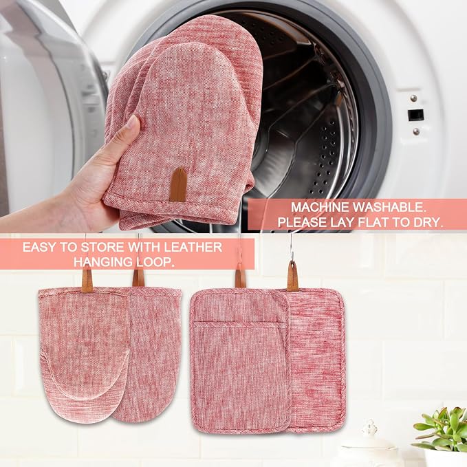 4Pcs Heat Resistant Oven Mitts & Potholders, Flexible Kitchen Accessories - Image 5