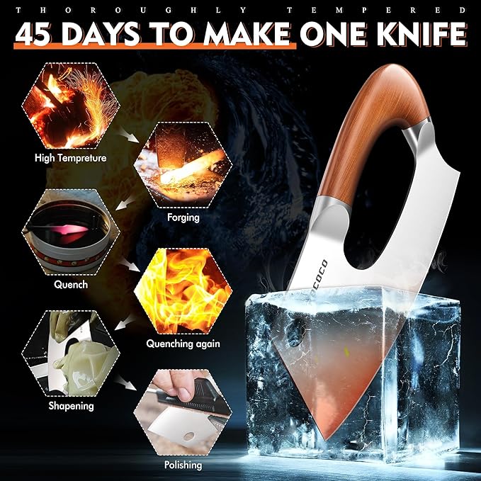 ROCOCO Meat Cleaver Knife Unique Effort Saving Kitchen Knife Professional - Image 4