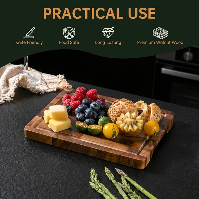 THETCHRY Walnut Wood Small Cutting Board, Compact Chopping Board - Image 3