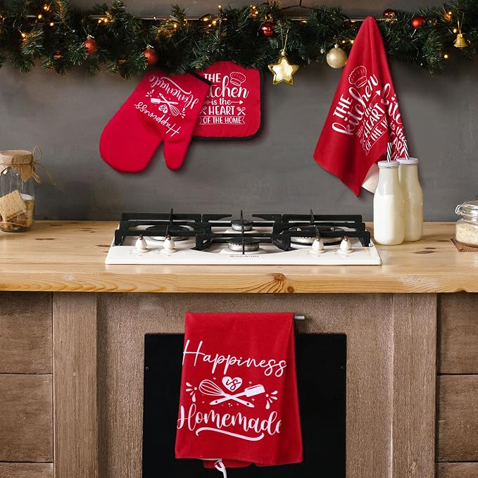 Sratte 6 Pcs Kitchen Decor Accessories Set Farmhouse Towels Pot Holders Oven - Image 7