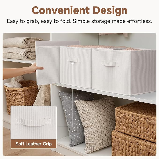 StorageWorks Foldable Shelf Organizer Bins, Closet Storage Baskets - Image 5