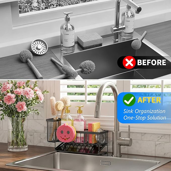 Sponge Holder for Kitchen Sink, Smiley Face Sink Caddy - Image 5