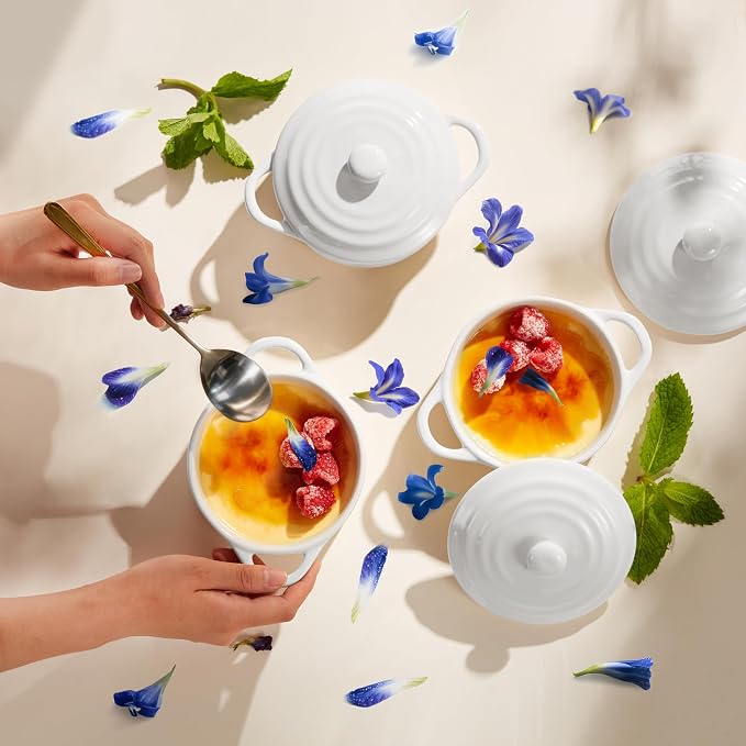 Kook Ceramic Mini Cocotte Set, Small Casserole Dishes - Image 4