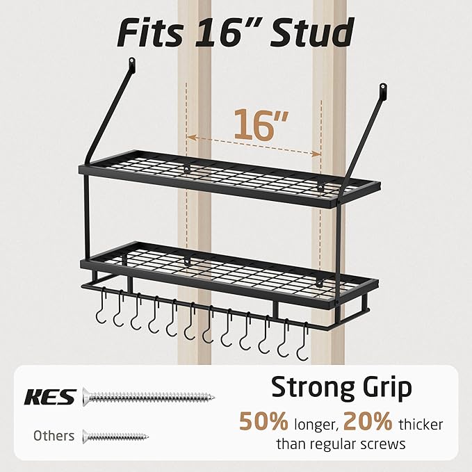 KES 30-Inch Kitchen Pot Rack - Image 5