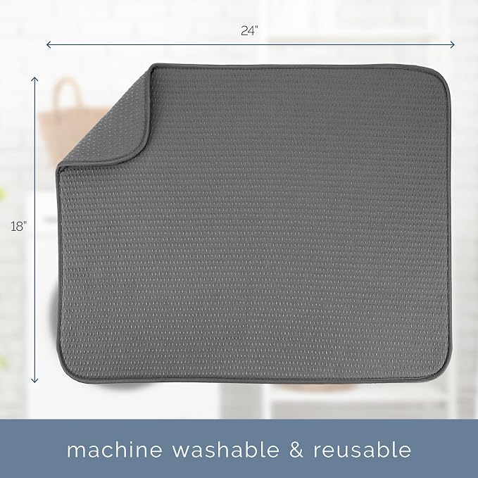 S&T INC. Dish Drying Mat XL, 18” x 24”, Absorbent Microfiber Kitchen Counter Mat - Image 7
