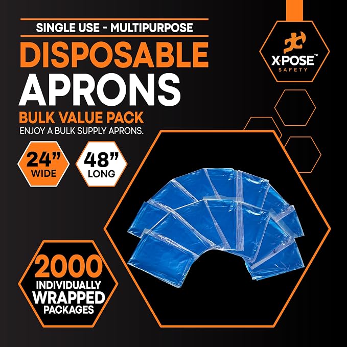 Xpose Safety 2000 Blue Plastic Disposable Aprons - Image 3