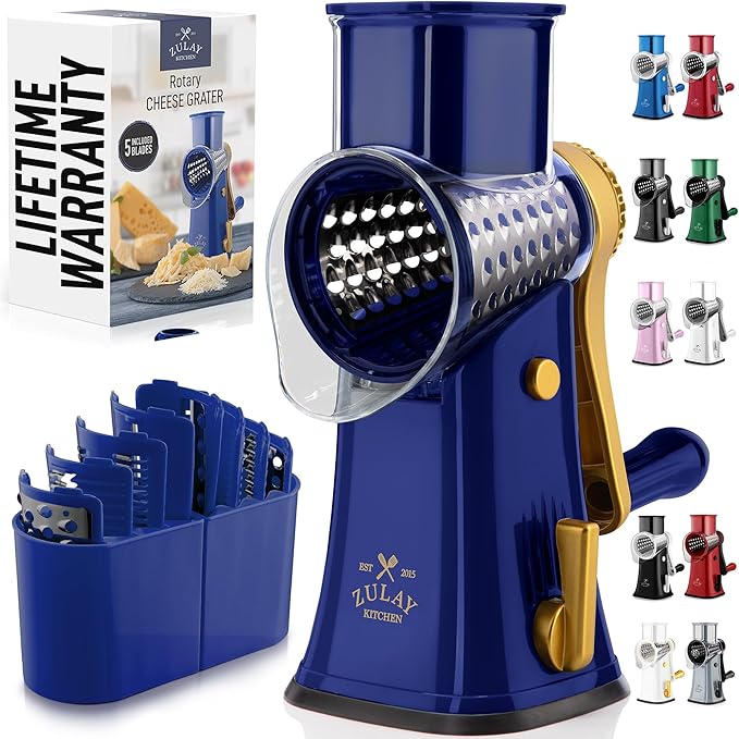 Zulay Kitchen Rotary Cheese Grater 5 Blade Cheese Shredder by ZulayKitchen