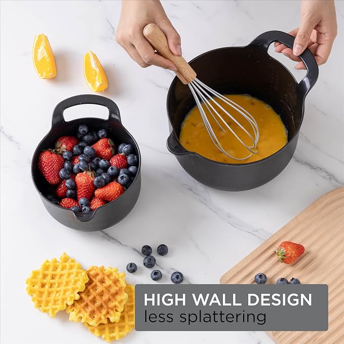 COOK WITH COLOR Nesting Plastic Mixing Bowl Set with Pour Spouts and Handles - Image 5