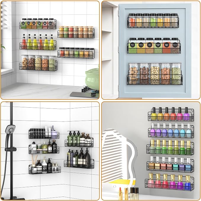 Wall Mounted Spice Rack Organizer, Pantry Door Organizer & Hanging Storage - Image 6