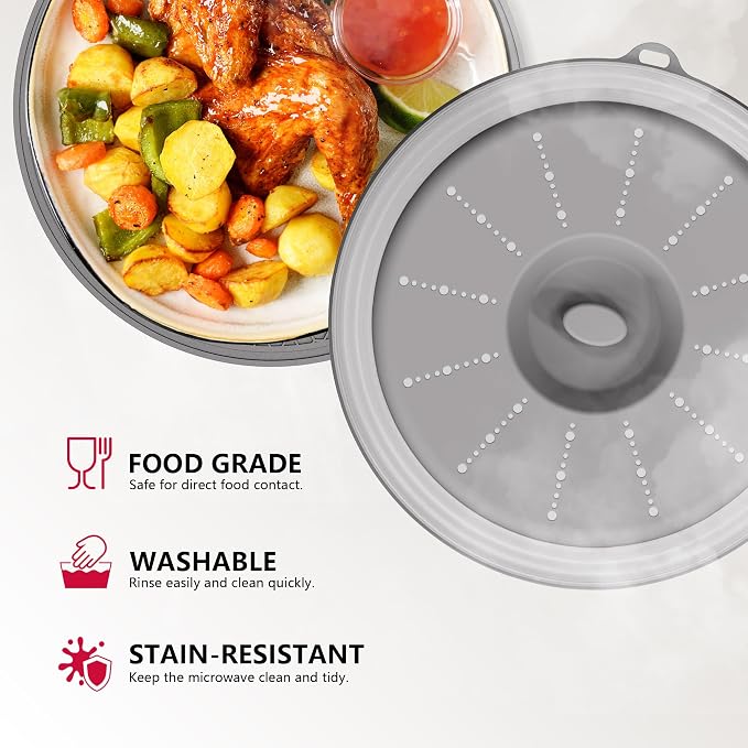 WVM Microwave Splatter Cover & Mat, Vented Collapsible Splatter Guard dish - Image 3