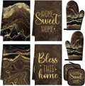 Leinuosen 8 Pcs Kitchen Towels and Dishcloths Sets Oven Mitts and Pot Holders by Leinuosen