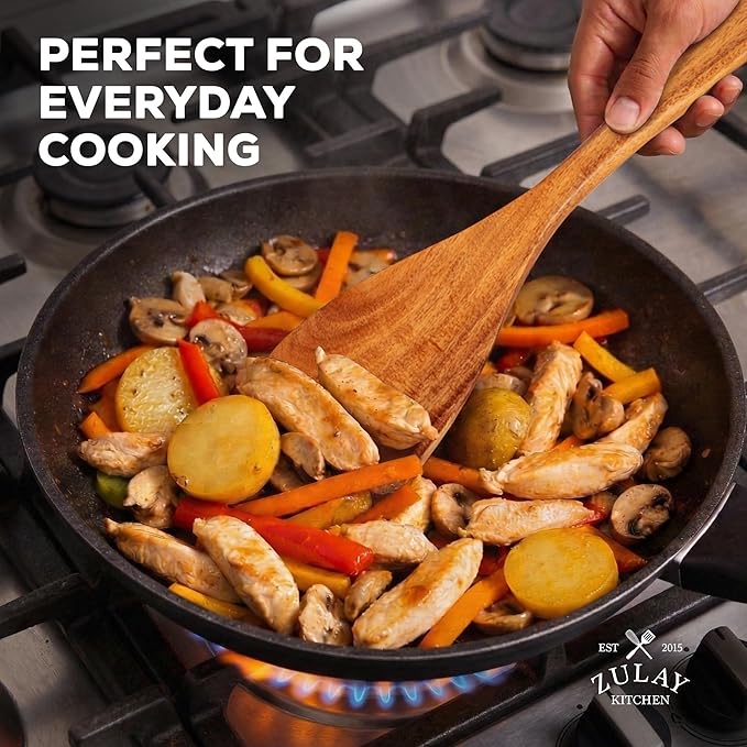 Zulay Kitchen 12-Piece Teak Wooden Utensils - Image 6