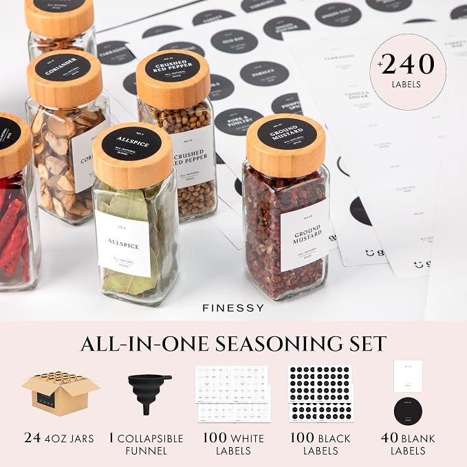 FINESSY Bamboo Glass Spice Jars - Image 4