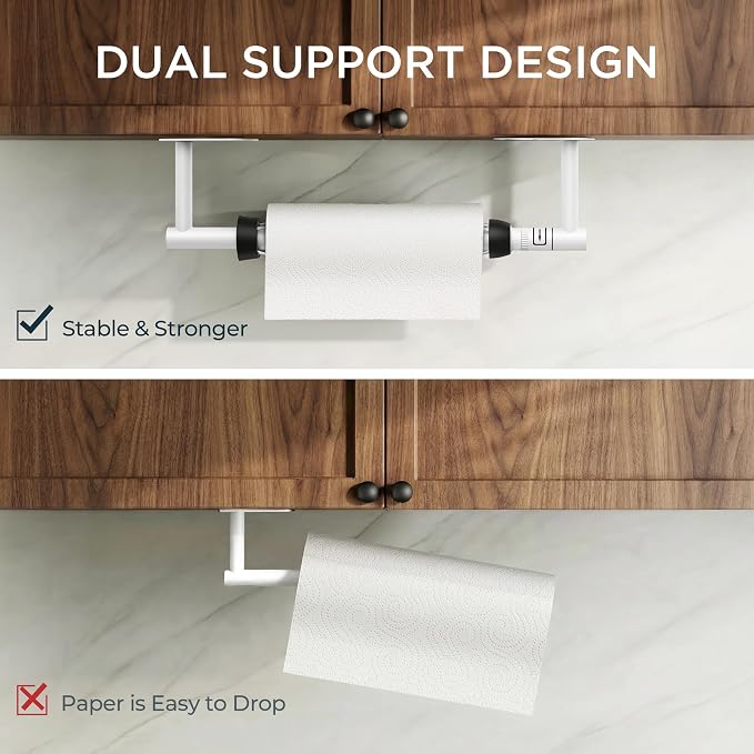 FORIOUS Paper Towel Holder Under Cabinet, One Hand Operable - Image 7