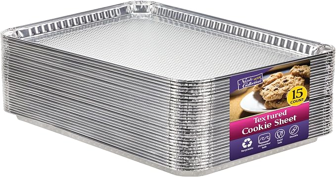Aluminum Pans Half Size Textured Cookie Sheet 15 Count Durable Nonstick Baking by NicoleHomeCollection