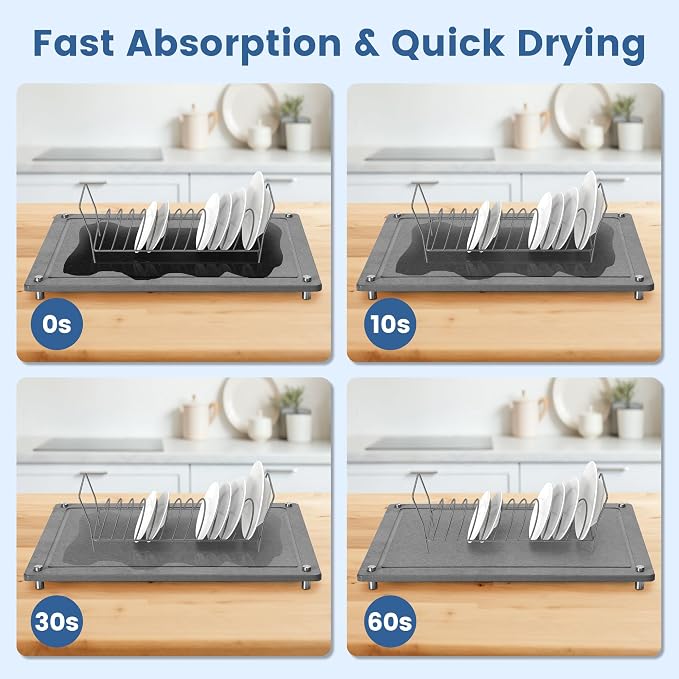Zinovo 5pcs Stone Dish Drying Mats - Image 2