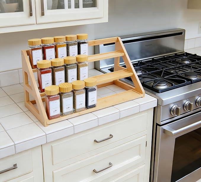 3 Tier Bamboo Spice Rack Organizer - Image 5