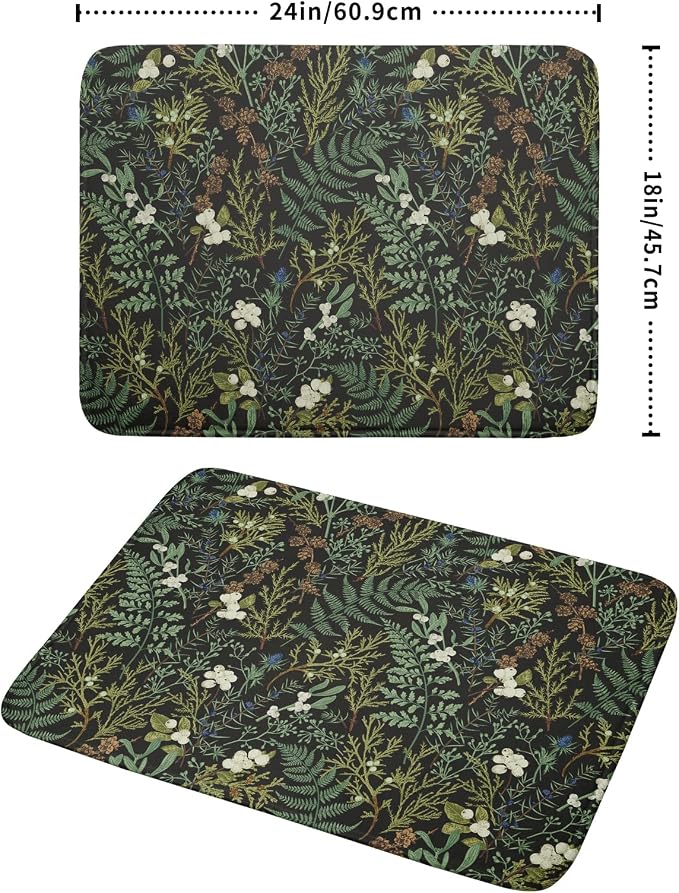 Green Plants Dish Drying Mat for Kitchen Counter Microfiber Absorbent Dish - Image 2