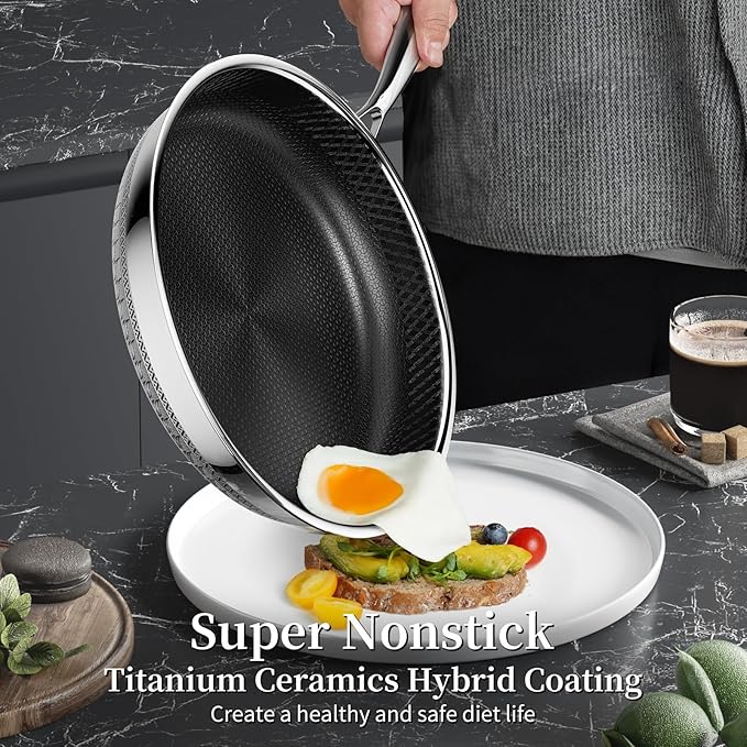 Innerwell Nonstick Titanium Ceramics Stainless Steel Frying Pan Set, 6 Pieces - Image 2