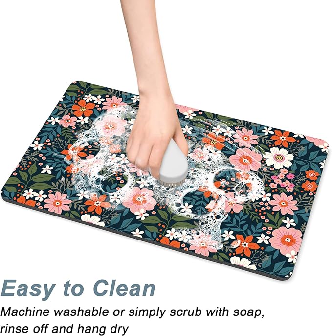 Rnivvi Coffee Mat, Hide Stain Rubber Backed Absorbent Dish Drying Pad - Image 5
