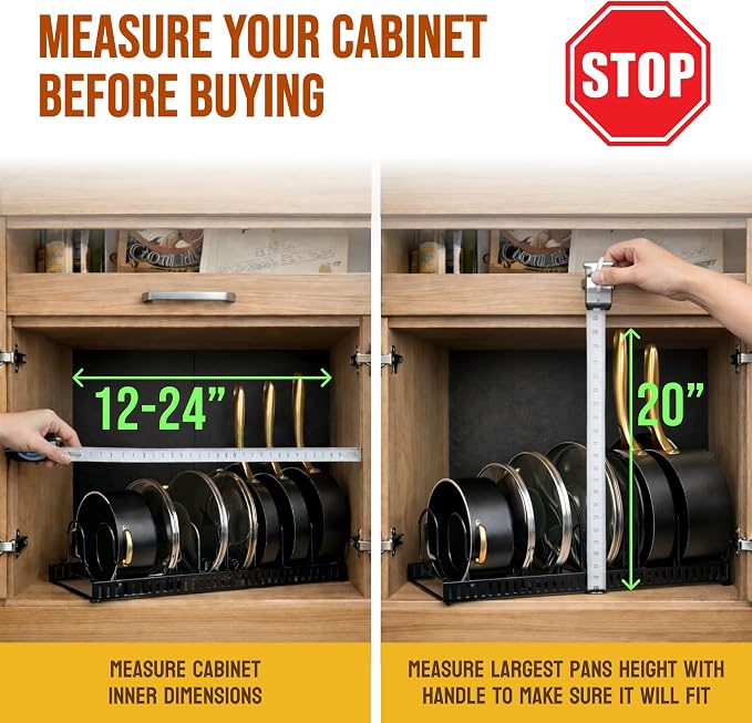 Norcalway Adjustable Bakeware Pots and Pans Organizer Under Cabinet, 11 - Image 2