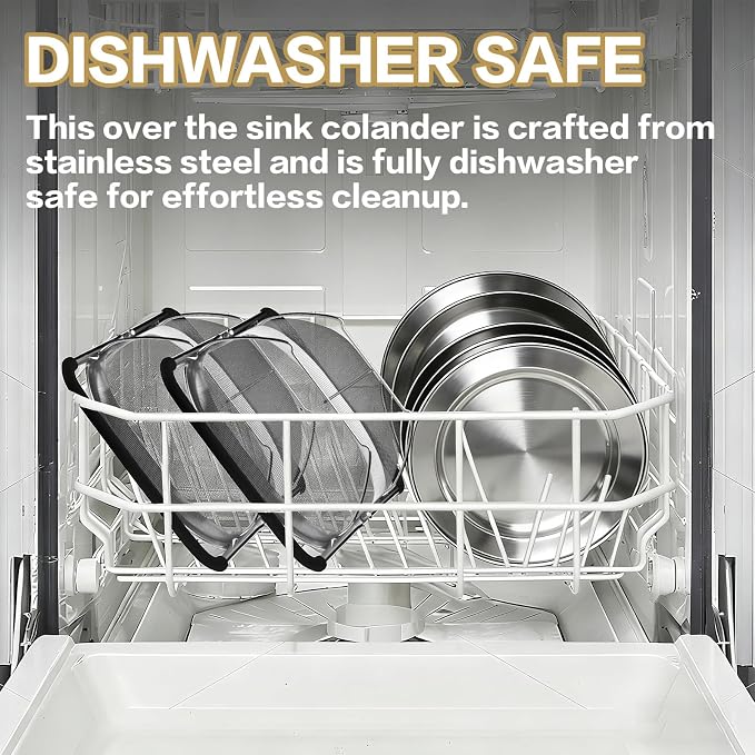 Over the Sink Colander - 6QT Strainers and Colanders - Stainless Steel Strainer - Image 7