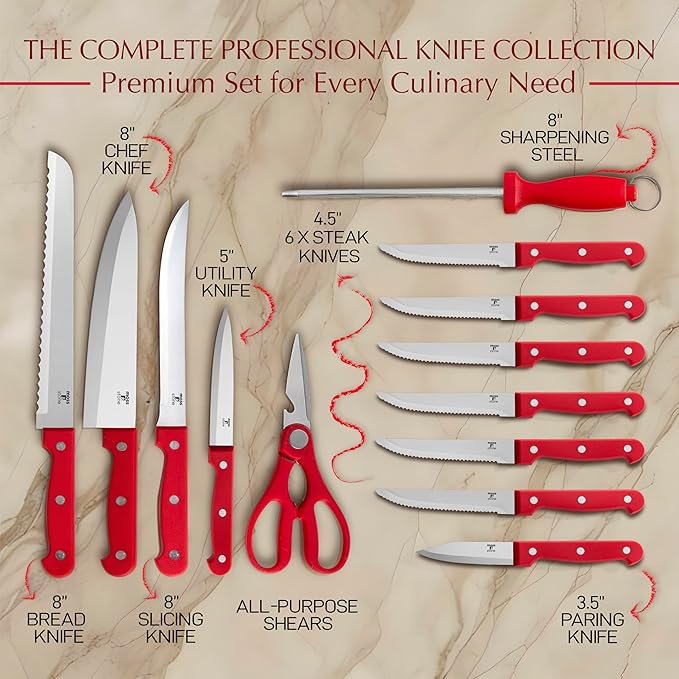 Moss & Stone 14 Pcs Knife Block Set Stainless Steel, Premium Forged Kitchen - Image 3